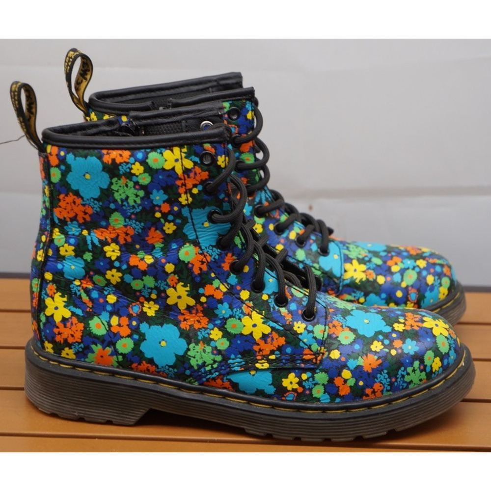 DR DOC MARTEN "DELANEY" FLORAL PRINT GIRLS ANKLE BOOTS SIZE 4